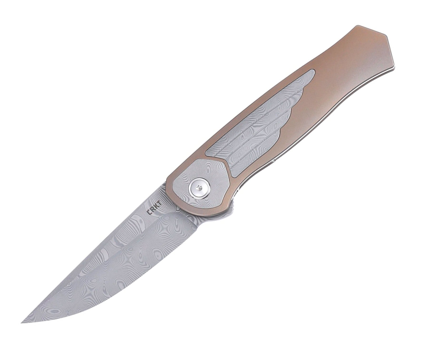 Crkt Drops New Folders And Updates The M-16 Ahead Of Shot Show 2026 - Image 1 The Damascus steel version of the CRKT Sero shown here on a white background.