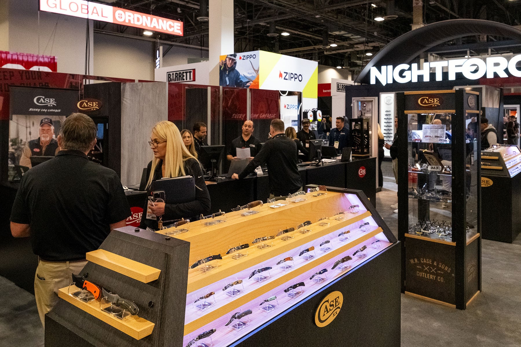 A slightly elevated view of the Case Knives SHOT Show 2026 booth. 