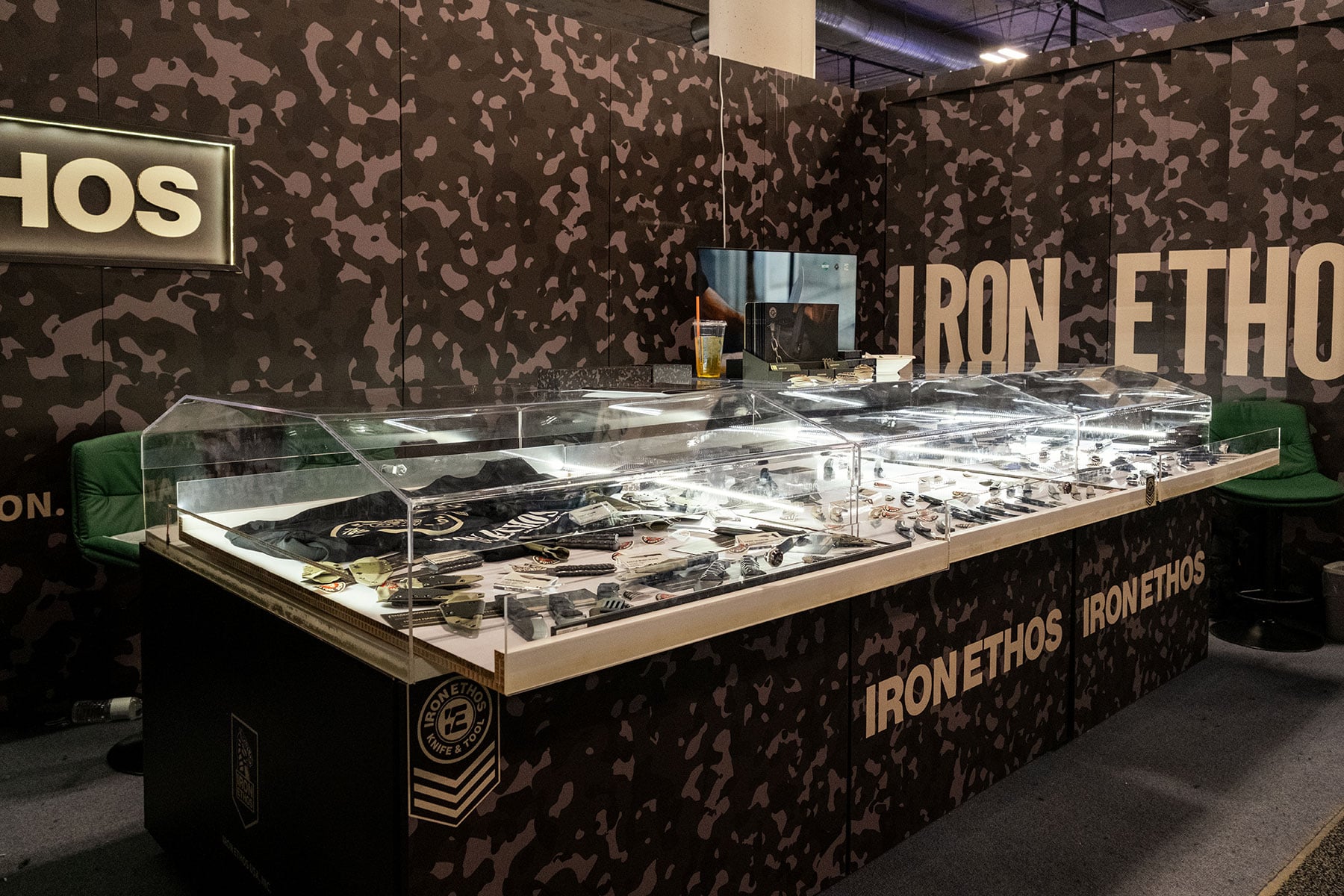 A wide-angle image of the Iron Ethos booth at SHOT Show 2026.  