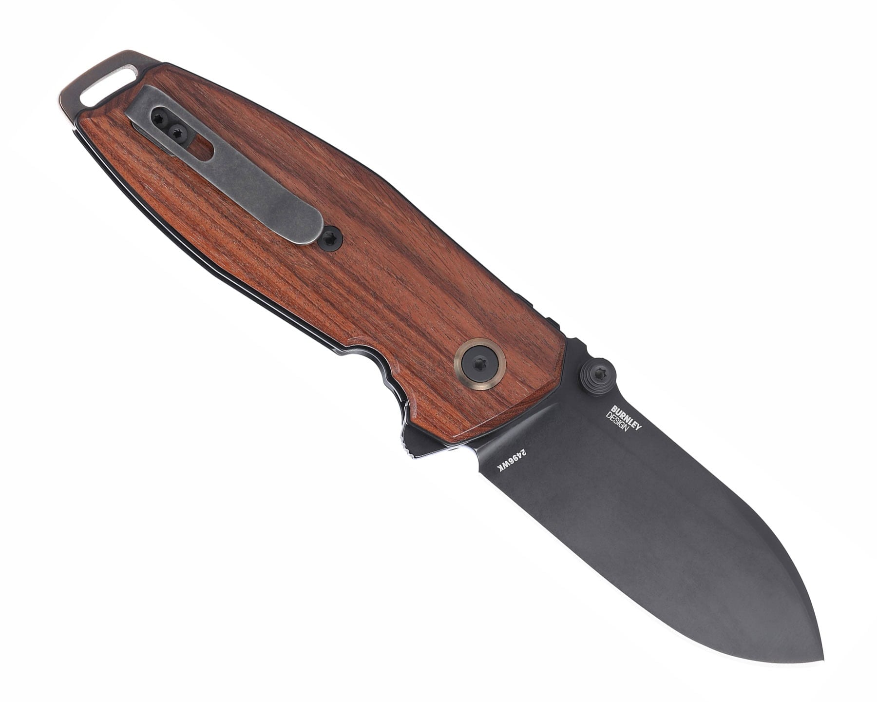 The CRKT Mahagony handled Squid 2 on a white background. 