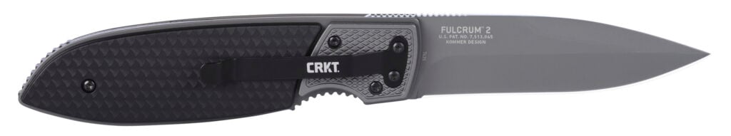 Crkt Brings Back Fulcrum 2 - Image 2 The Fulcrum 2 showing the clip side in a tip-down orientation.